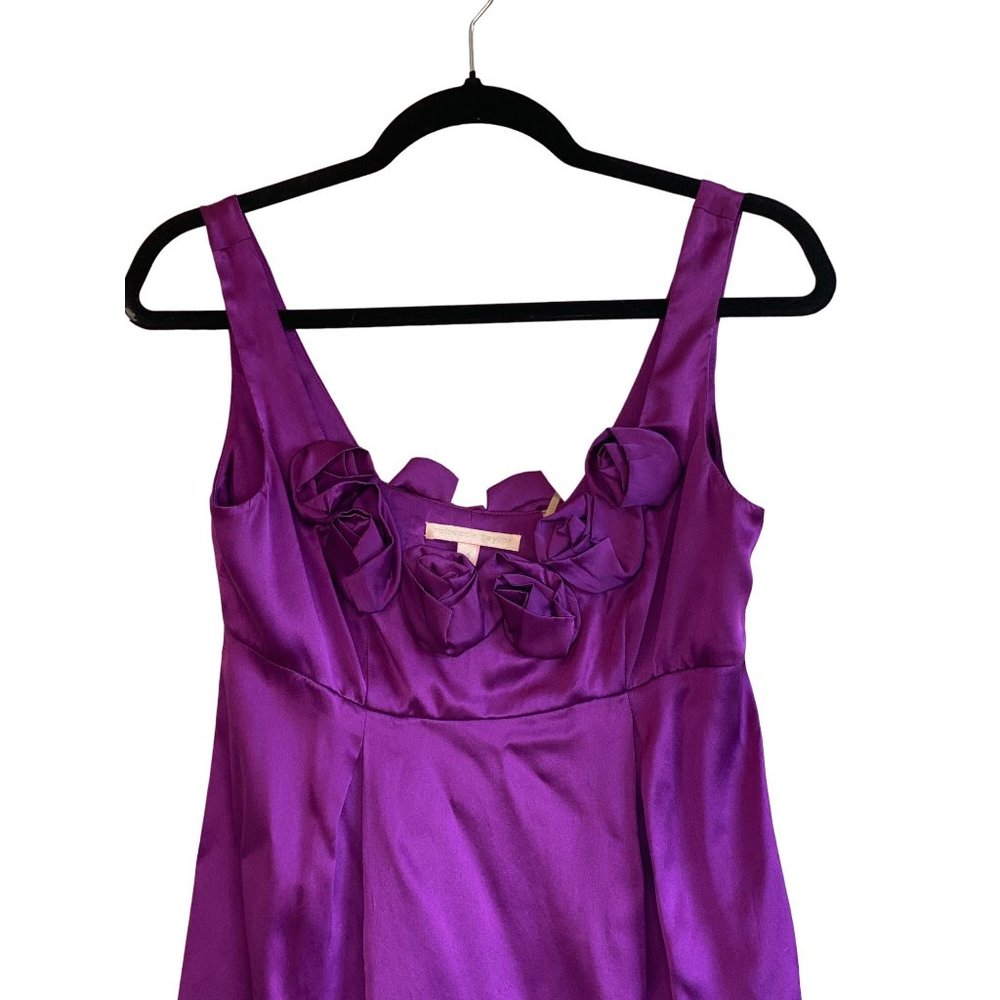 Rebecca Taylor Silk Purple Flower Rose Accent Sleeveless Blouse Top 4 Small ** - Picture 13 of 15
